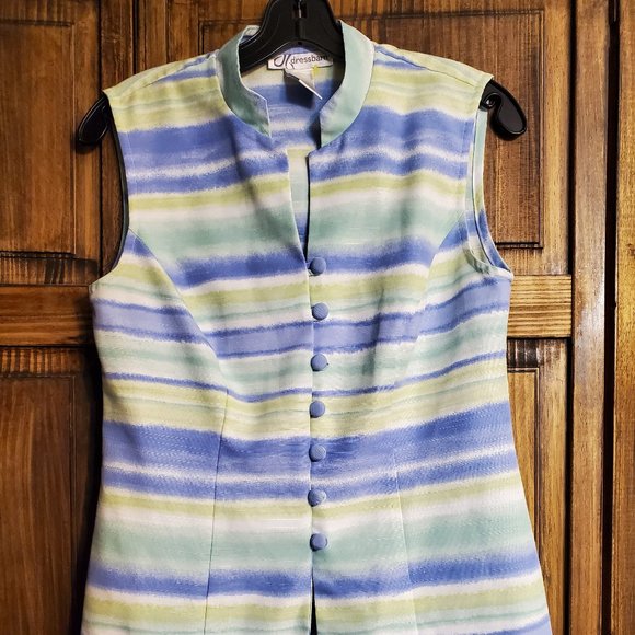 Dress Barn Sleeveless Button Up Colorful Top 6 - Picture 1 of 4